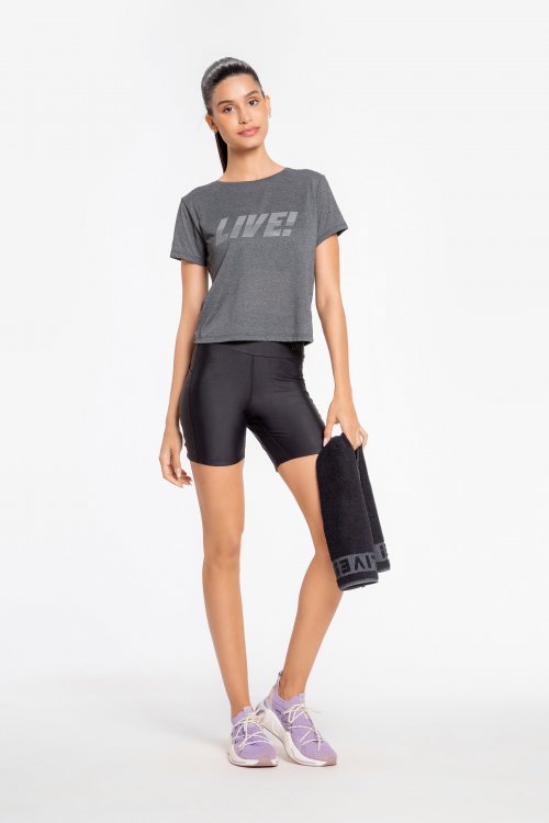 Blusa LIVE! Comfy Reflex Mescla Escuro e Bermuda Neo Intense Essential Preto Blusa LIVE! Comfy Reflex Mescla Escuro e Bermuda Neo Intense Essential Preto