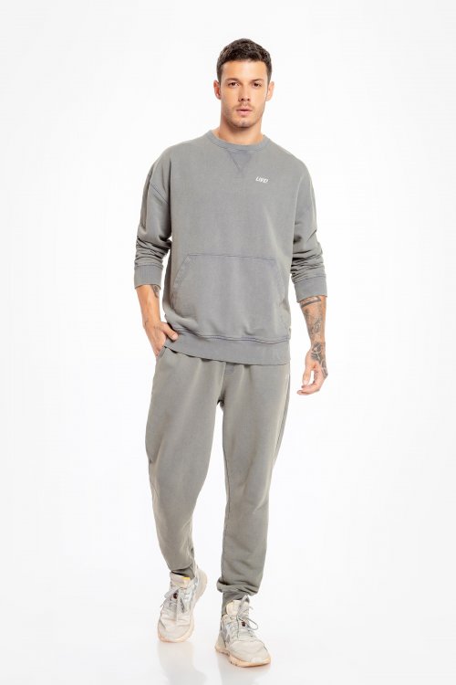 Blusão e Calça Jogger Dye Washed Dark Shadow Blusão e Calça Jogger Dye Washed Dark Shadow