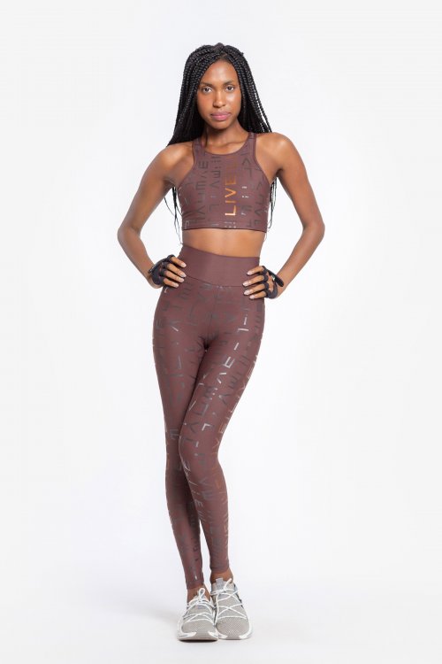 Top Halter e Calça Legging LIVE! Icon Lux Mocca Top Halter e Calça Legging LIVE! Icon Lux Mocca