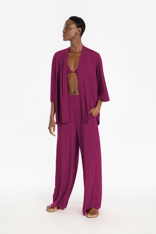 Kimono e Calça Pantalona Essential Cyber Fuchsia Kimono e Calça Pantalona Essential Cyber Fuchsia