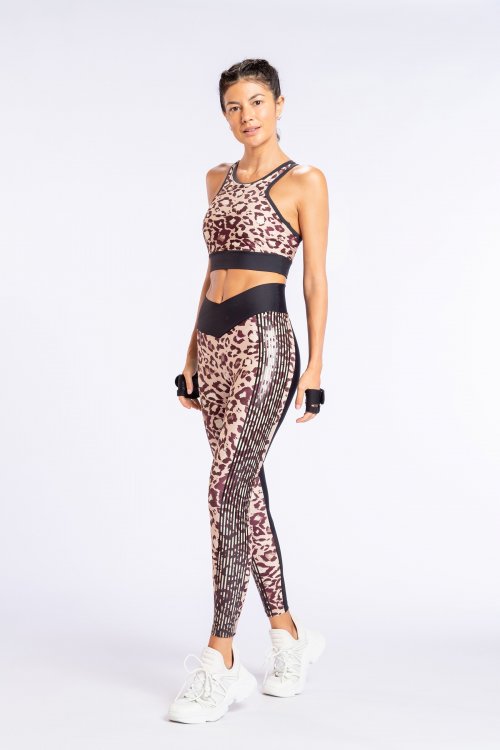 Calça Legging Block Leopard