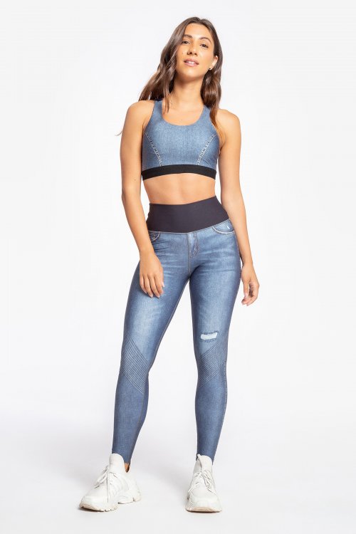 Calça Legging Reversible Mix Denim Calça Legging Reversible Mix Denim