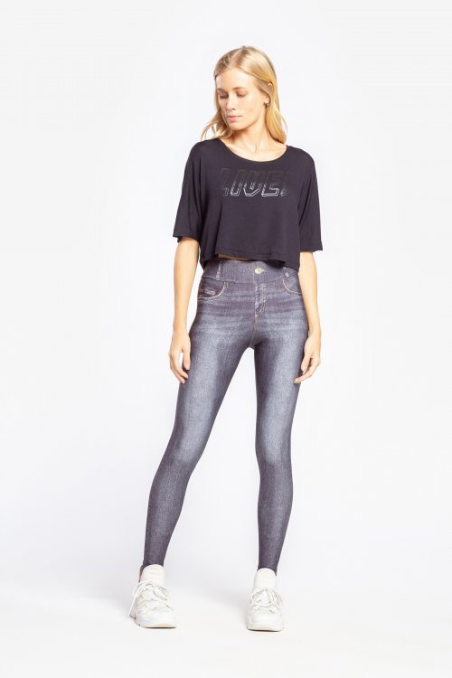 Calça Legging Mix Denim Calça Legging Mix Denim