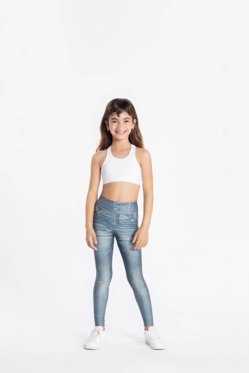 Calça Legging Blue Beat Denim Kids Calça Legging Blue Beat Denim Kids