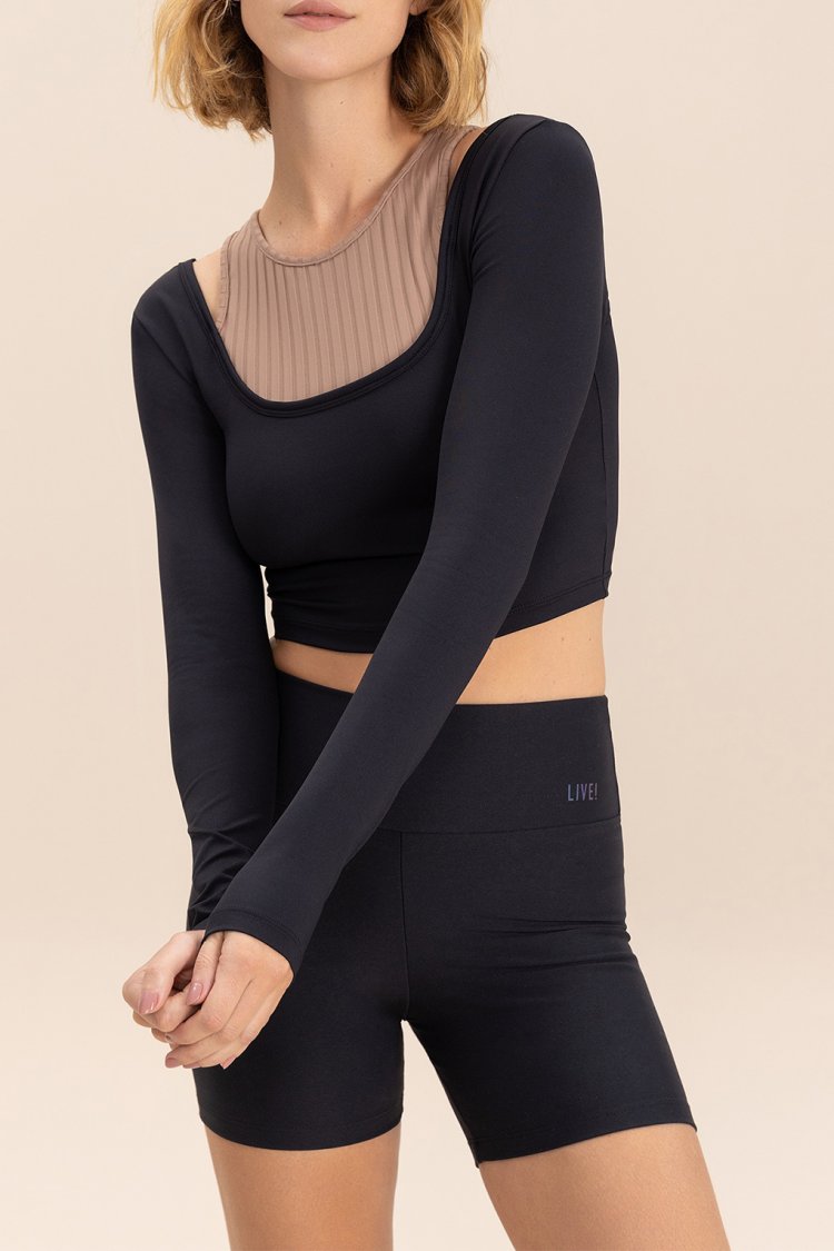 Blusa Cropped ML Overlay